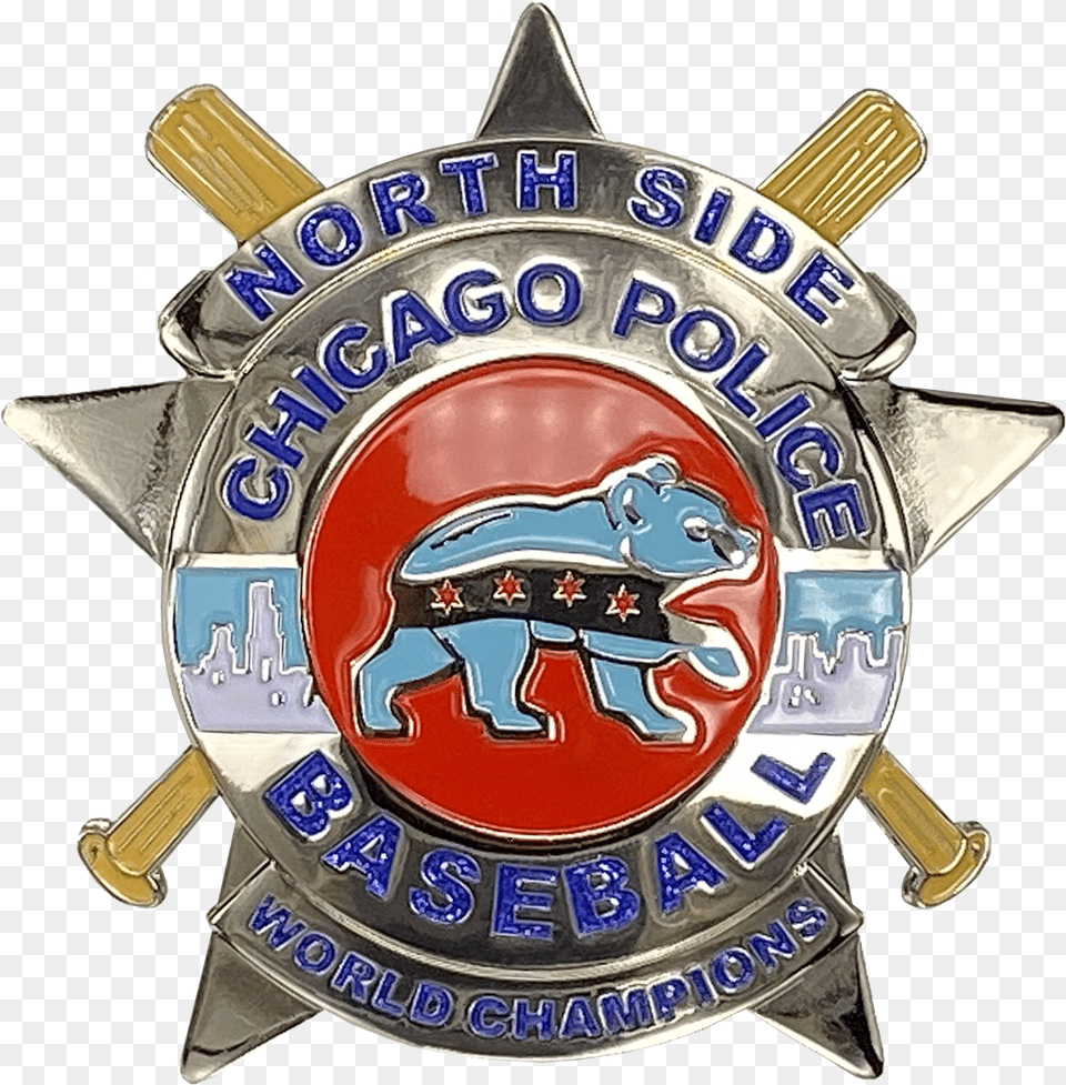 Chicago Police Star Badge Northside Baseball Emblem, Logo, Symbol, Bottle, Cosmetics Free Png