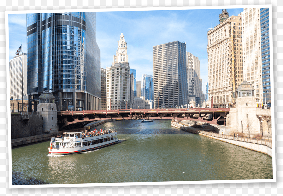 Chicago Skyline, Architecture, Watercraft, Water, Vehicle Png Image
