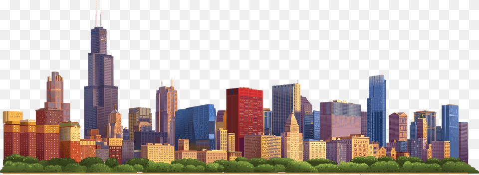 Chicago Skyline Clipart, Architecture, Building, City, High Rise Png