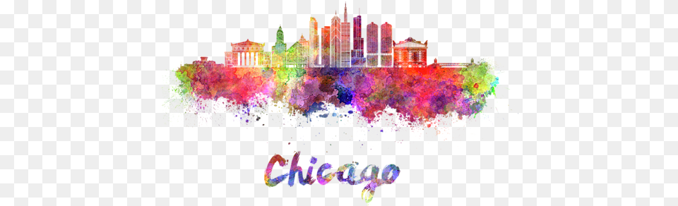 Chicago Skyline In Watercolor Tank Top Pune Clipart, Art, Graphics, Purple, Modern Art Free Transparent Png