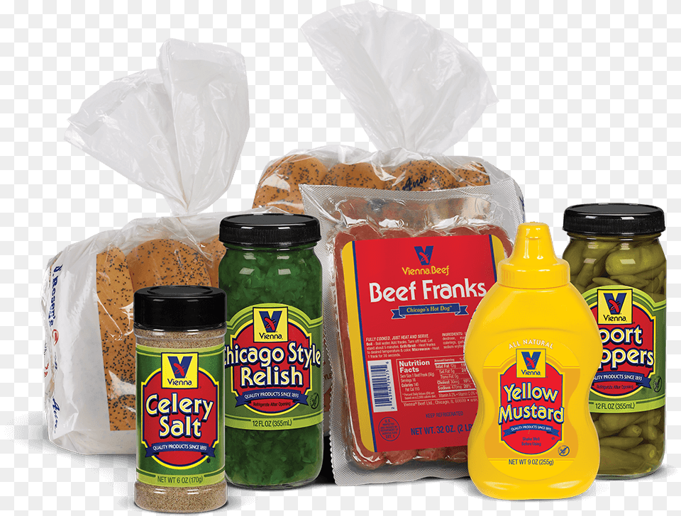 Chicago Style Hot Dog Kit Chicago Style Hot Dog, Alcohol, Beer, Beverage, Food Free Png