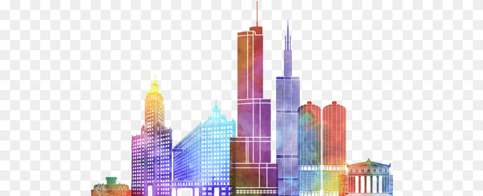 Chicago Transparent Watercolor Watercolor Painting, City, Metropolis, Urban, Lighting Free Png