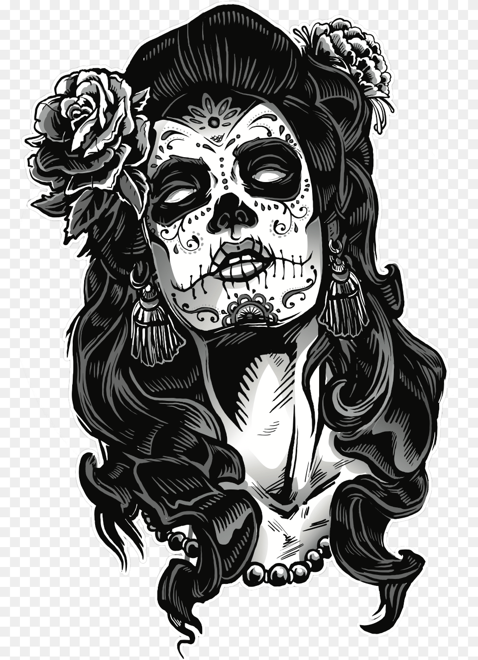 Chicano Tattoo Designs Pictures And Cliparts Download Female Day Of The Dead Skull, Adult, Wedding, Person, Woman Png Image