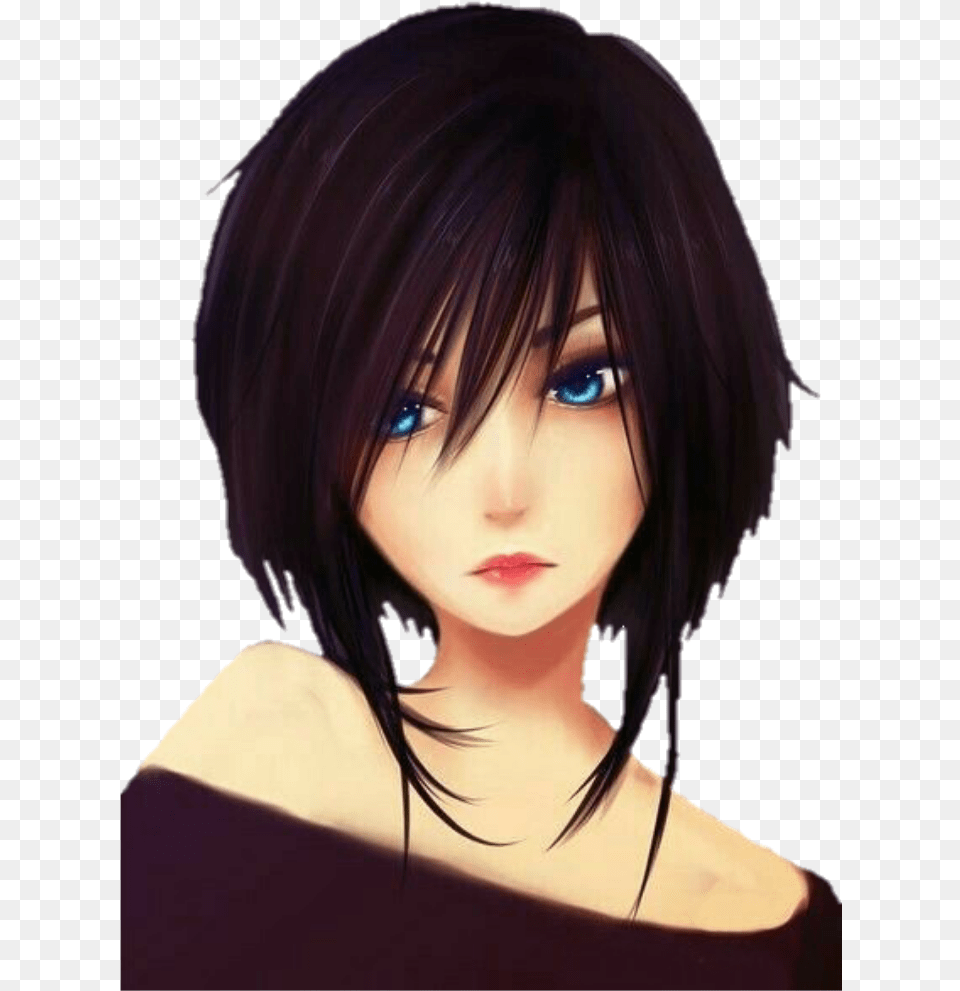 Chicas Girl Cute Anime Girl With Short Black Hair, Adult, Person, Female, Woman Free Transparent Png