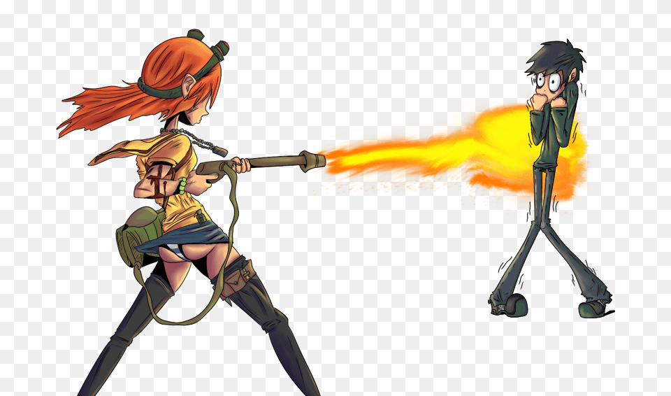 Chick A With Flamethrower, Book, Comics, Publication, Girl Png