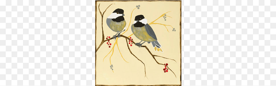 Chickadees And Berries1 Spo Painting, Animal, Art, Bird, Finch Free Transparent Png