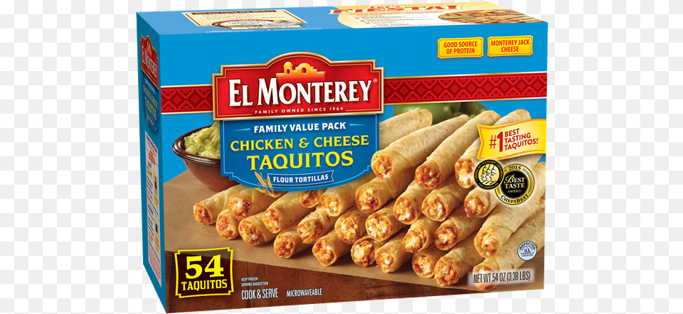 Chicken Amp Cheese Frozen Taquito Snacks El Monterey Taquitos Chicken Amp Cheese 21 Taquitos, Food, Lunch, Meal, Hot Dog Png