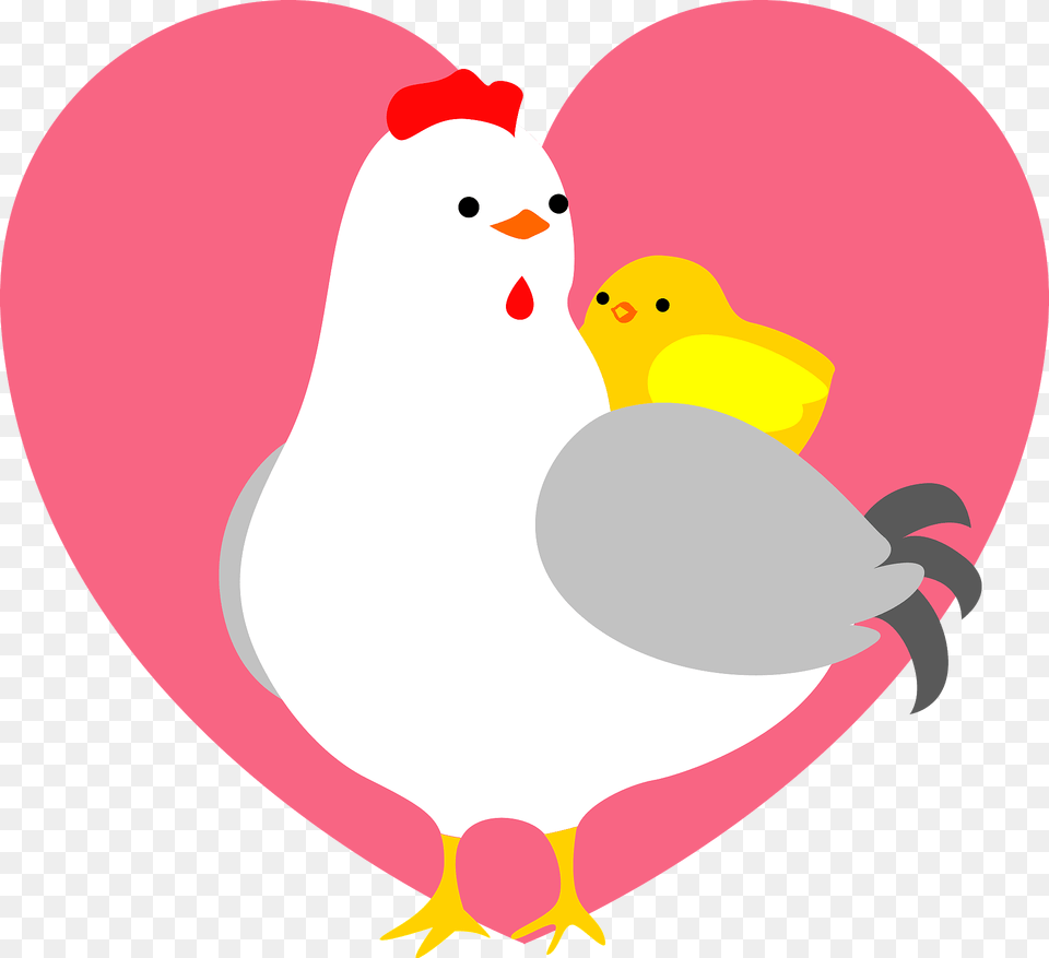 Chicken And Chick Framed By A Pink Heart Clipart, Nature, Outdoors, Snow, Snowman Png