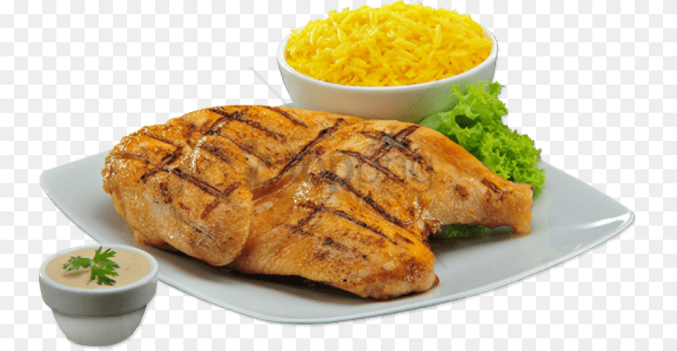 Chicken And Chips Half Chicken With Rice, Food, Lunch, Meal, Food Presentation Free Png