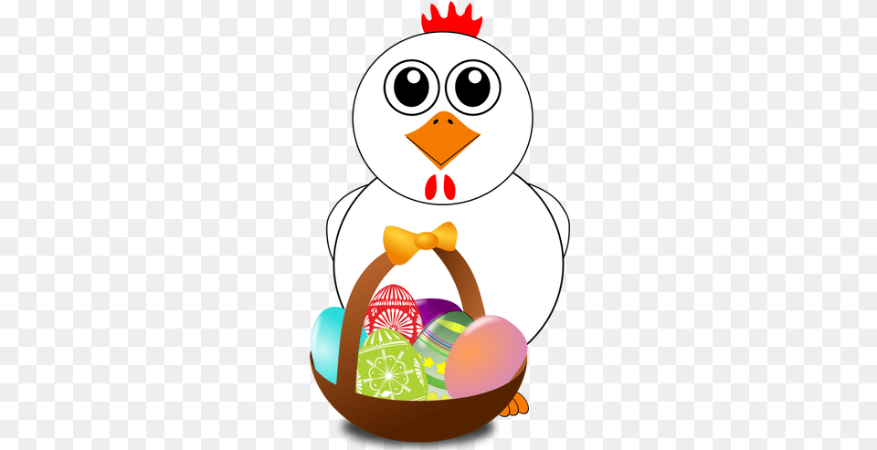 Chicken Behind Behind Easter Eggs Basket Vector Illustration Cartoon Chicken Face, Nature, Outdoors, Winter, Snow Free Transparent Png