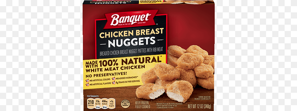 Chicken Breast Nuggets Banquet Chicken Nuggets Box, Food, Fried Chicken, Advertisement, Poster Png