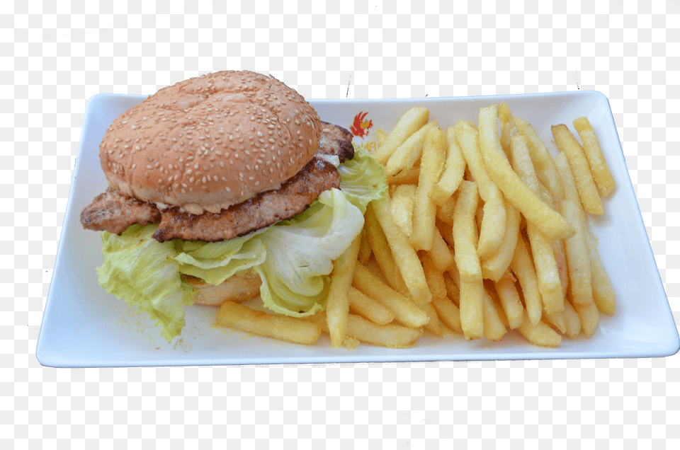 Chicken Burger, Food, Food Presentation, Fries Png Image