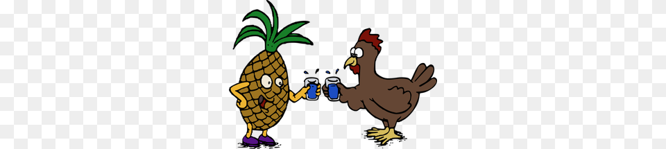Chicken Clip Art Cartoon Chicken, Food, Fruit, Pineapple, Plant Free Png