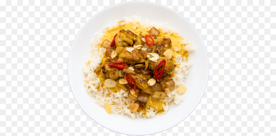 Chicken Curry With Coconut Rice Rice And Curry, Food, Food Presentation, Meal, Plate Free Png Download