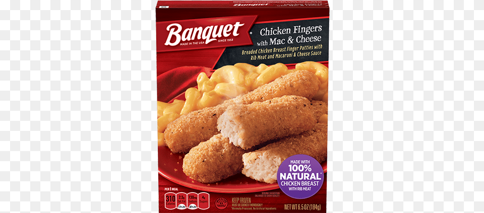 Chicken Fingers Meal Banquet Chicken Fingers And Mac And Cheese, Food, Fried Chicken, Nuggets, Advertisement Png