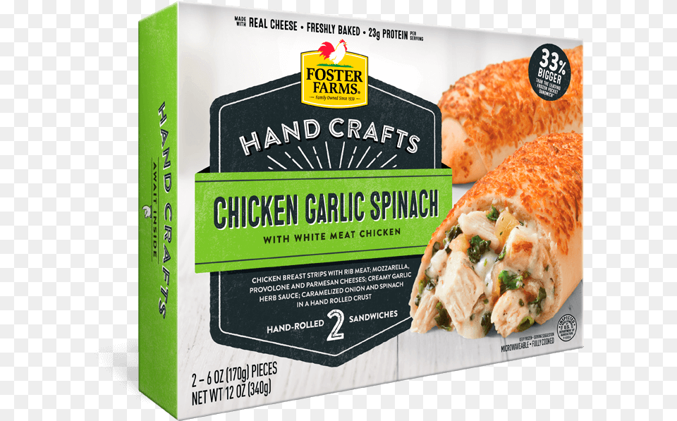 Chicken Garlic Spinach Hand Crafts Sandwich, Food, Lunch, Meal, Advertisement Free Png
