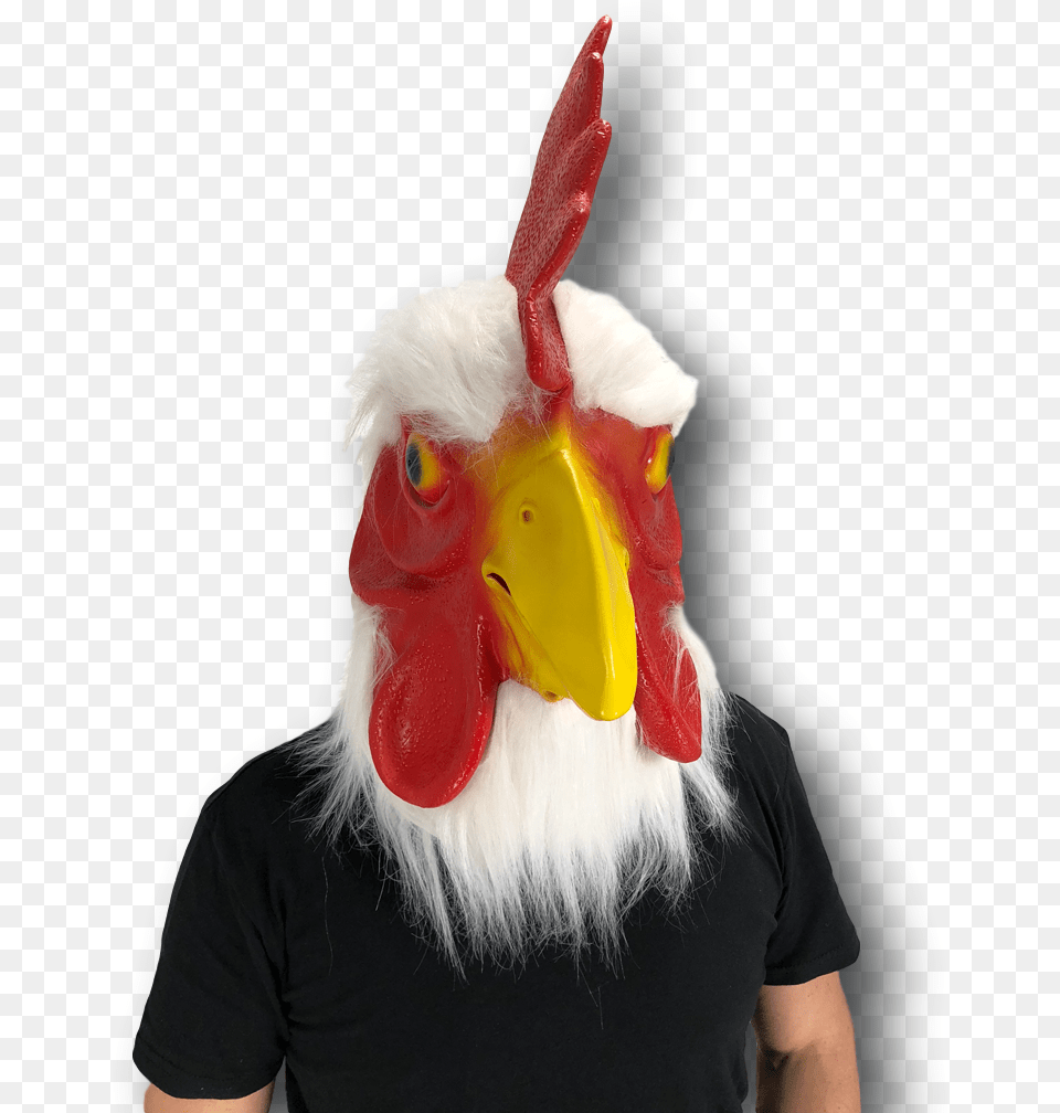 Chicken Head Rubber Mask Rooster Farm Animal Bird Fancy Dress Stag Party Costume Cockatiel, Beak, Adult, Female, Person Png Image