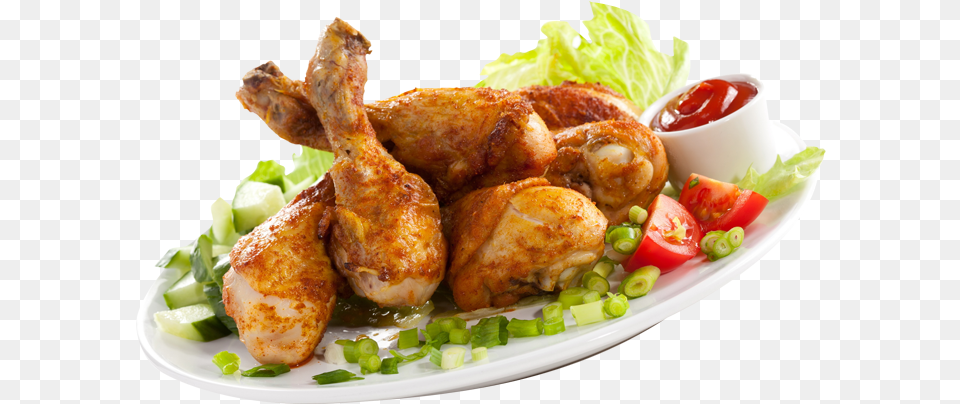 Chicken Leg Piece, Food, Food Presentation, Ketchup, Meal Free Png Download