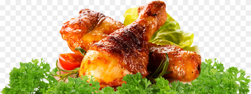 Chicken Leg Piece, Herbs, Plant, Food, Meat Png Image