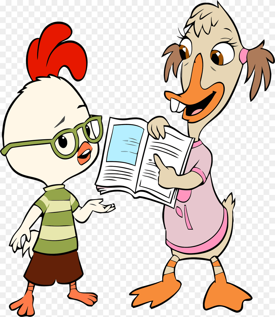 Chicken Little Abby Mallard Book Clipart Chicken Little And Abby, Reading, Publication, Person, Baby Png