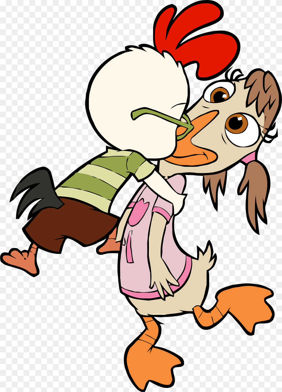 Chicken Little Abby Mallard Kiss Clipart Chicken Little Love Abby, Cartoon, Baby, Person, Face Free Png Download