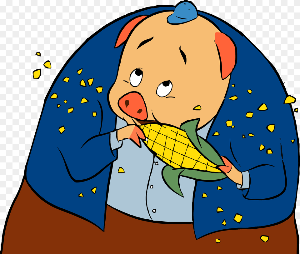 Chicken Little Pig Corn Clipart Chicken Little Runt Eating Corn, Baby, Person, Face, Head Png Image