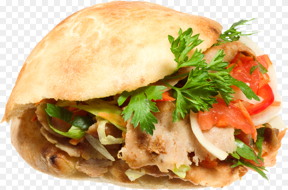 Chicken Pita With Fries Dner, Bread, Burger, Food, Cilantro Free Transparent Png