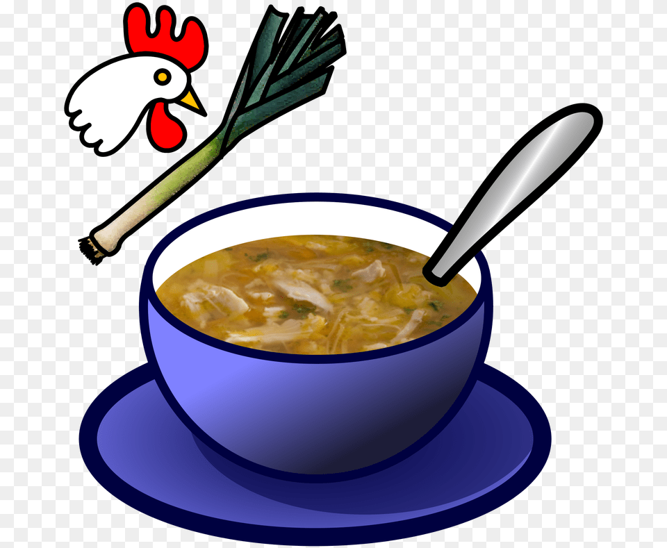 Chicken Soup Clipart Cartoon Chicken Broth Soup, Bowl, Dish, Food, Meal Png