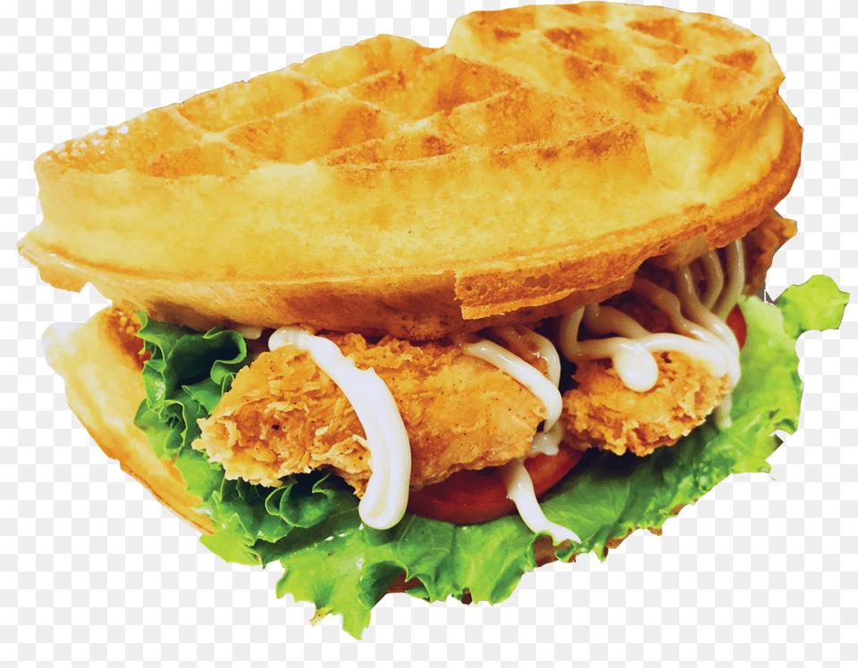 Chicken Waffle Sandwich Waffle Sandwich Transparent, Burger, Food Free Png Download