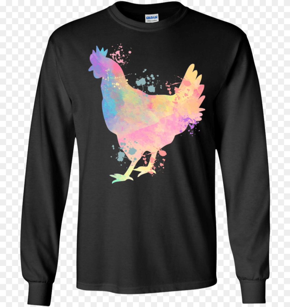 Chicken Watercolor Splash Animal Lover Apparel Merry Christmas Pig Shirt, T-shirt, Sleeve, Clothing, Long Sleeve Free Png Download