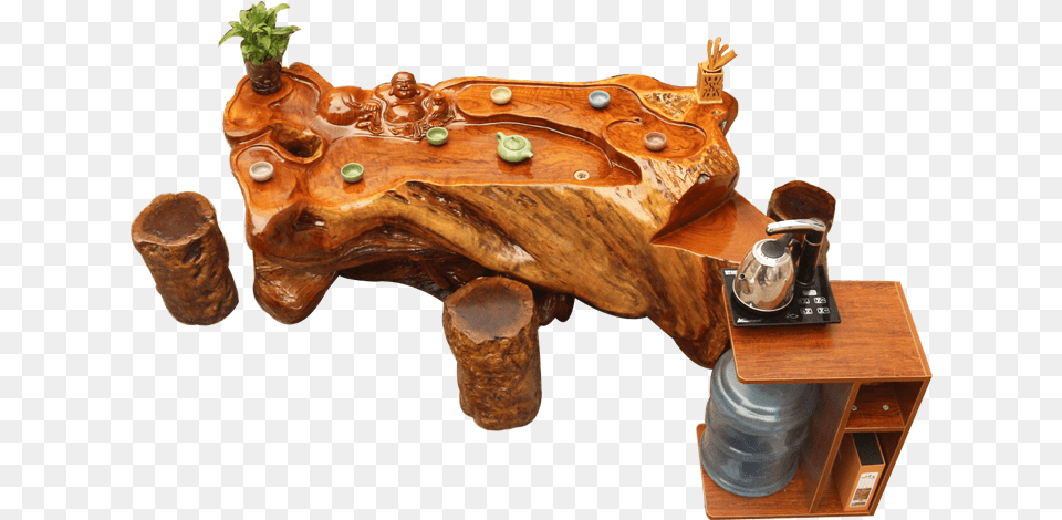 Chicken Wing Wood Root Carving Tea Table Tea Table Bench, Coffee Table, Furniture, Pottery, Jar Free Transparent Png