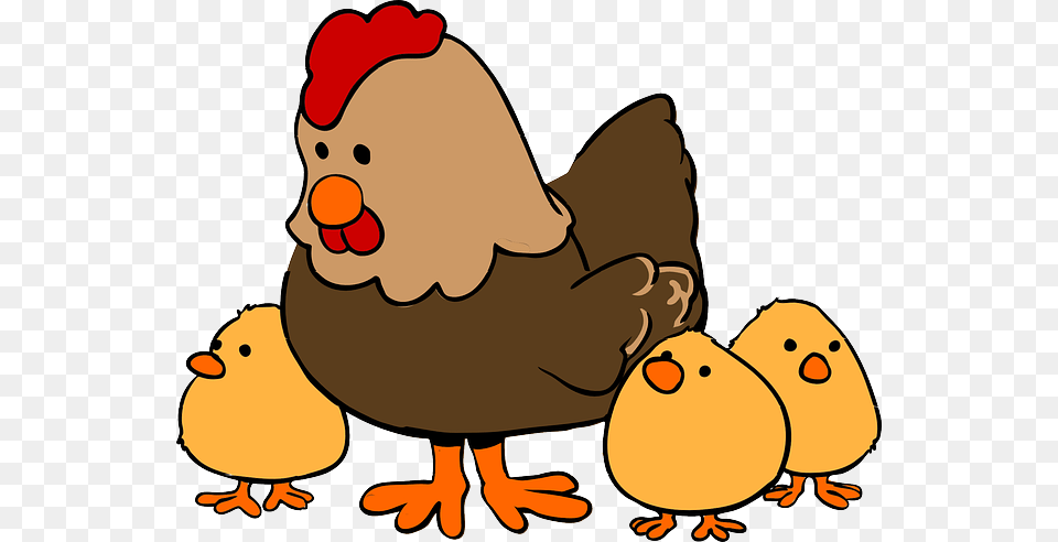 Chickens With Three Chicks Animated Clip Art Creating Branches, Animal, Poultry, Hen, Fowl Free Png