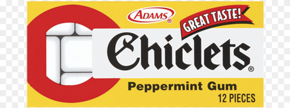 Chiclets Peppermint Gum 20ct Label, Text Png