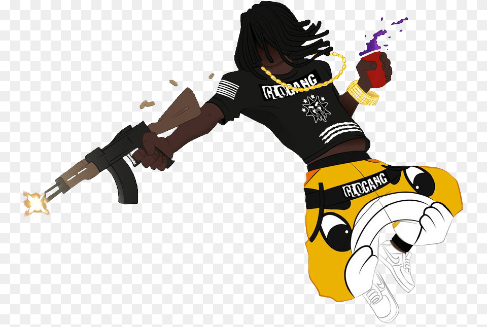 Chief Keef Cartoon Art, Baby, Firearm, Person, Weapon Free Transparent Png