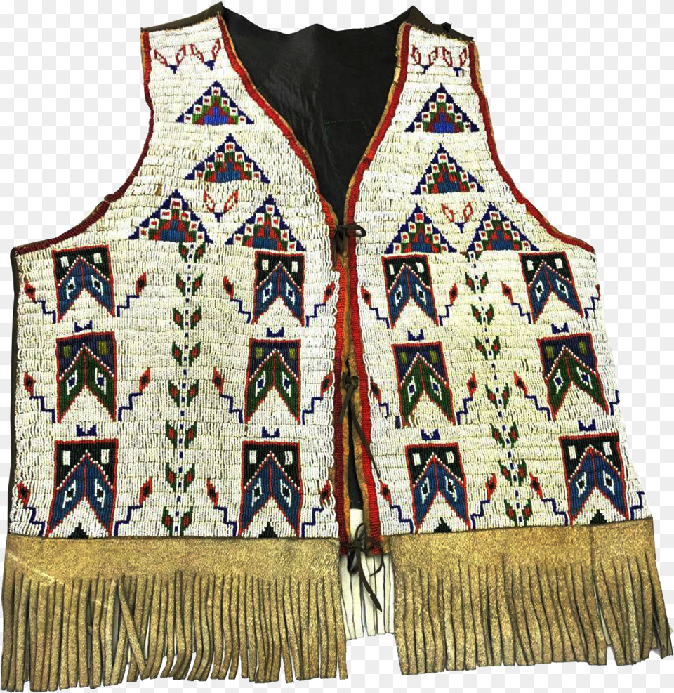 Chief White Feather Sitting Bull Beaded Vest Sweater Vest, Clothing, Pattern, Lifejacket, Embroidery Png