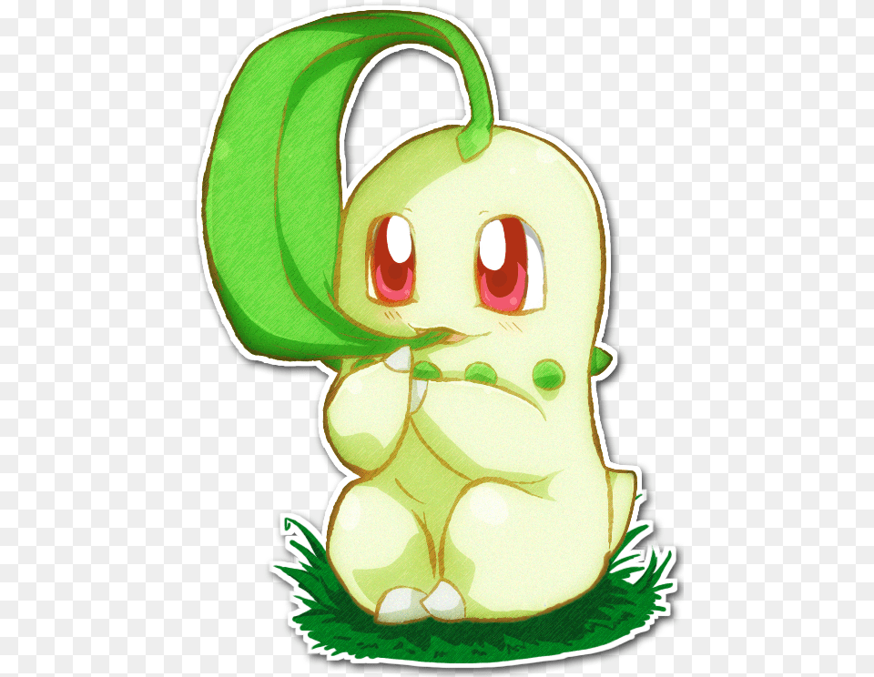 Chikorita By Sarahrichford Ash Pokemon Chikorita, Apple, Produce, Plant, Fruit Png Image