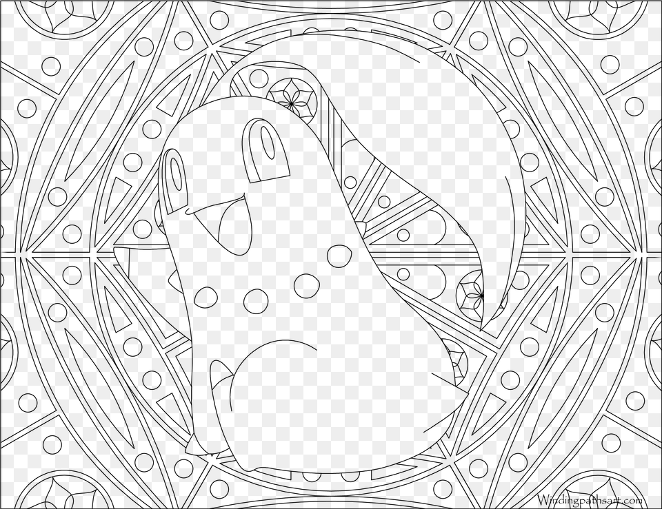 Chikorita Pokemon Adult Coloring Pages, Gray Png Image