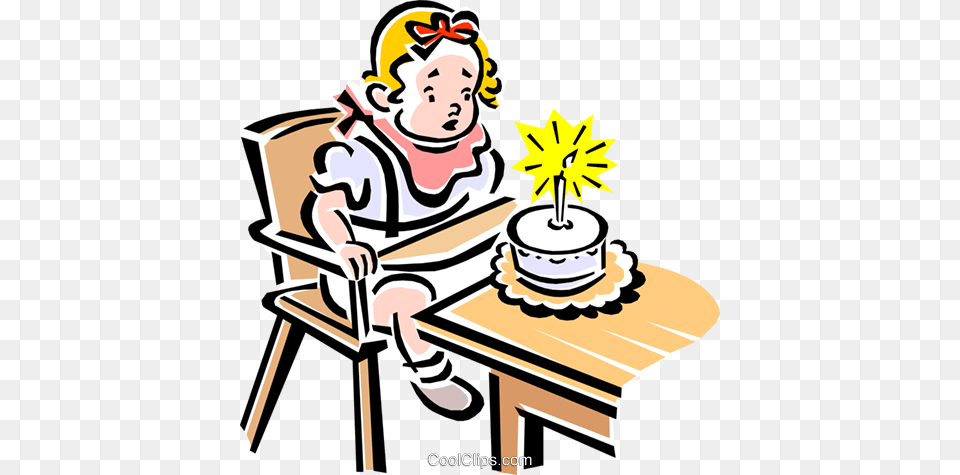 Child Blowing Out Candles On A Cake Royalty Free Vector Clip Art, People, Person, Baby, Furniture Png Image