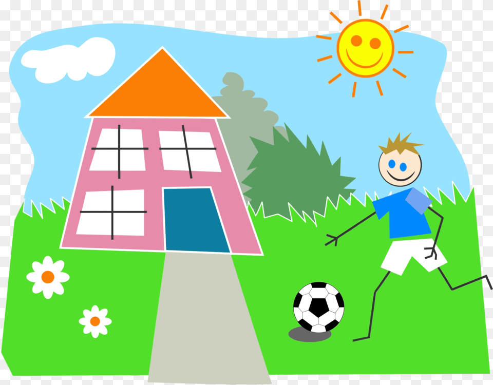 Child Boy Play House, Ball, Football, Sport, Soccer Ball Png Image