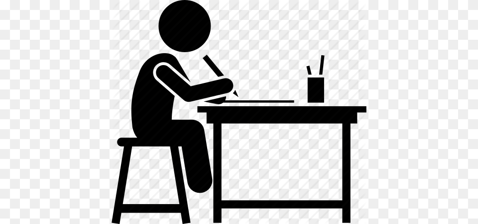 Child Children Doing Drawing Homework Kid Writing Icon, Desk, Furniture, Table, Person Free Png
