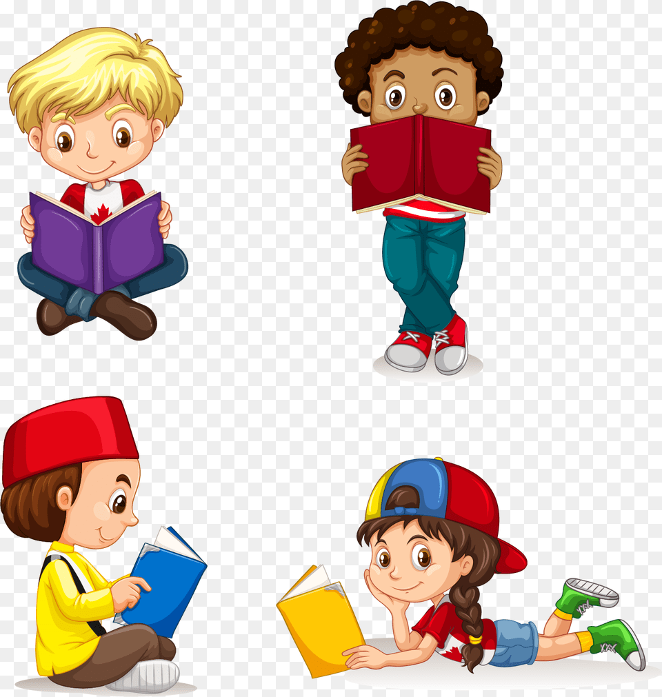 Child Clip Art Kids Reading Vector, Person, Book, Comics, Publication Png Image