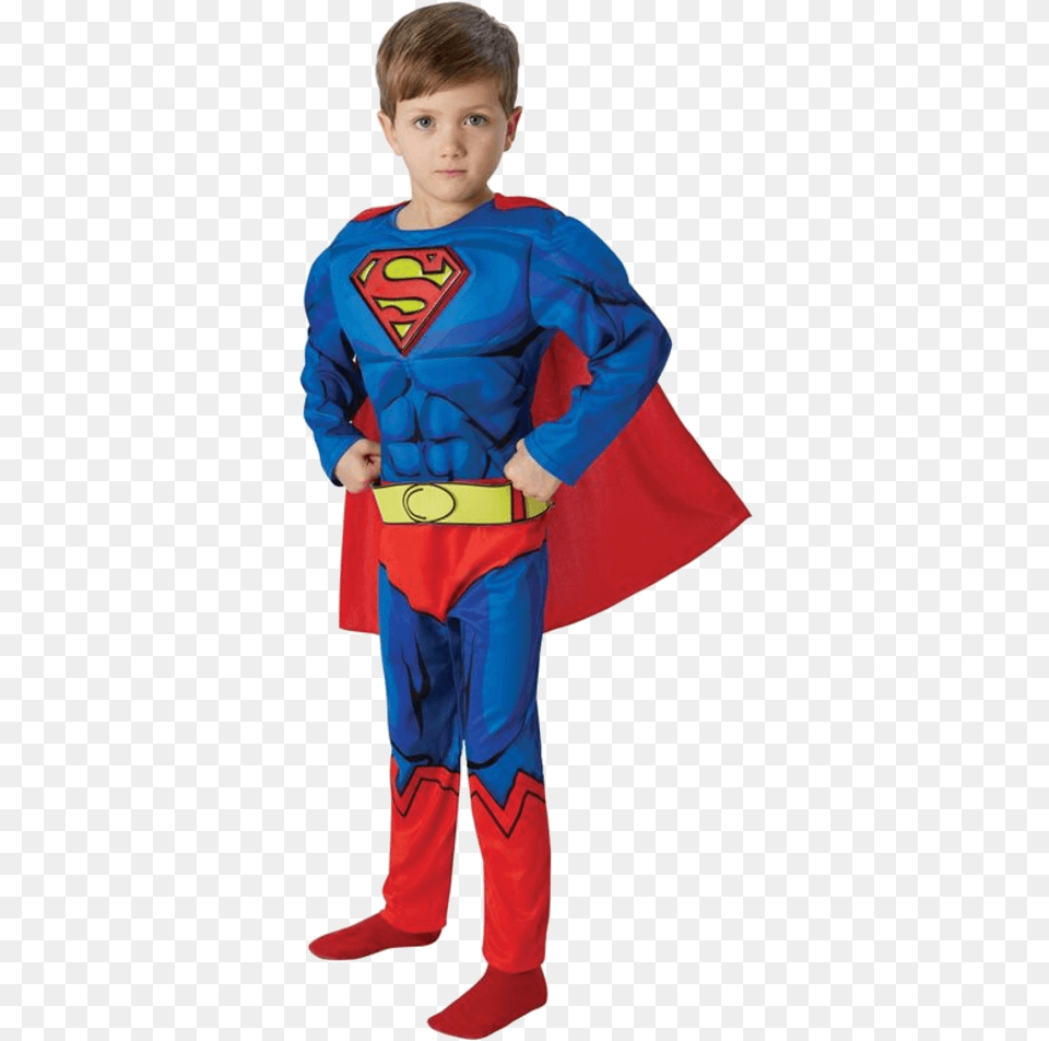 Child Deluxe Comic Book Superman Costume Youth Dc Superman Logo, Cape, Clothing, Person, Boy Free Transparent Png