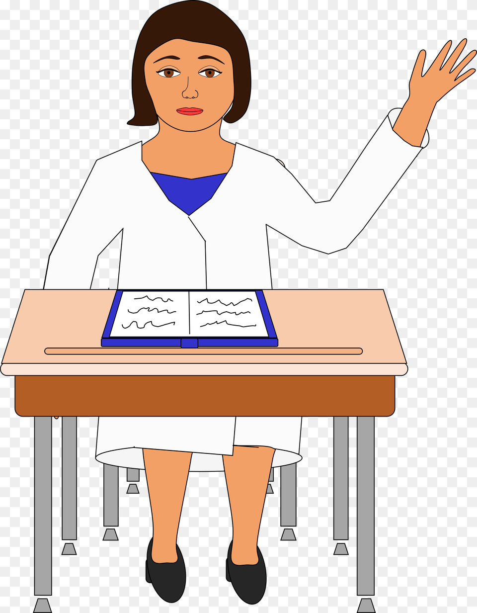 Child Desk Elementary School Girl Person Pupil Person In School Desk, Furniture, Table, Adult, Female Png