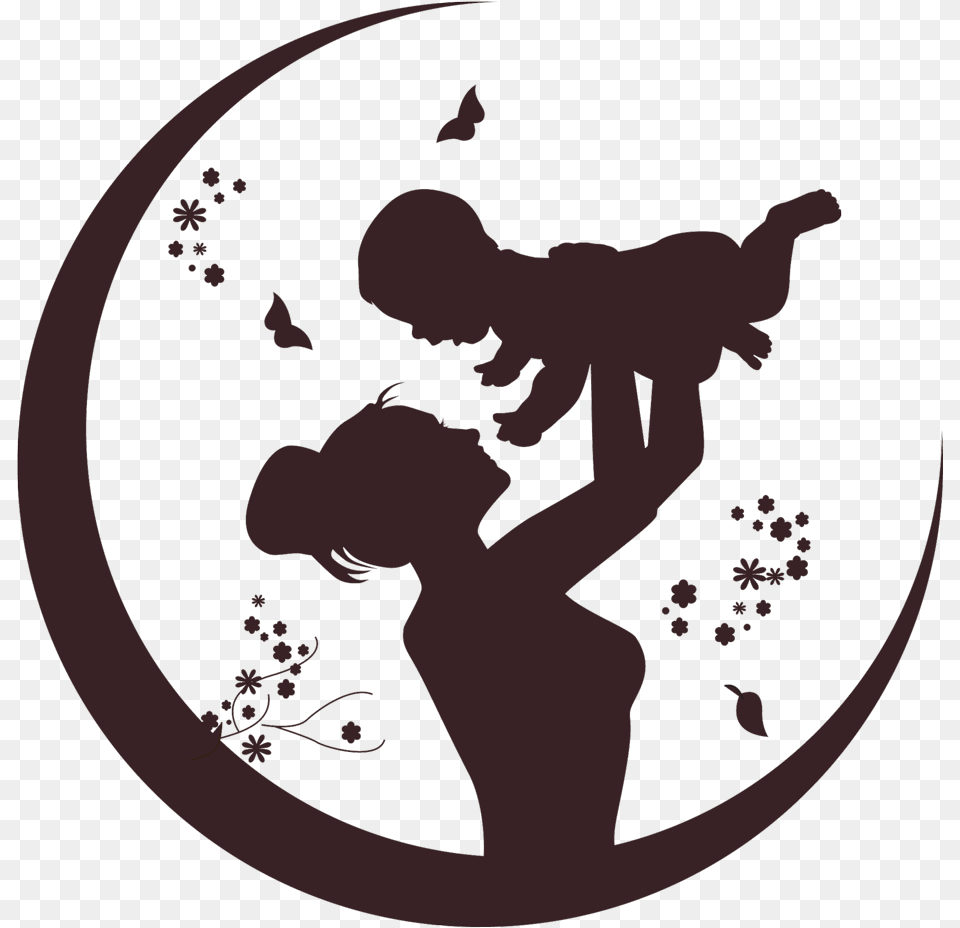 Child Download Mom And Child Silhouette, Person, Cupid, Head Png