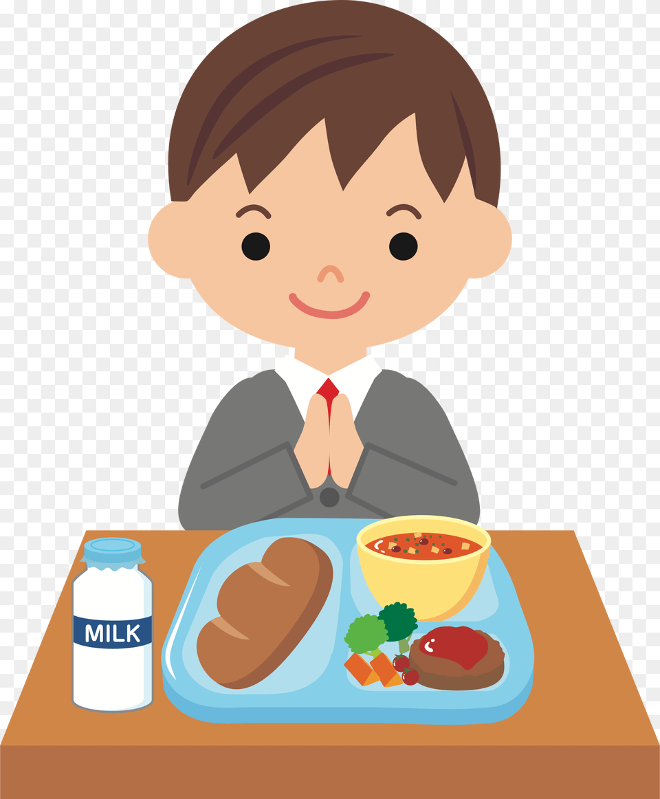 Child Eating Lunch Clipart Of Showing Gratitude, Food, Meal, Baby, Person Png