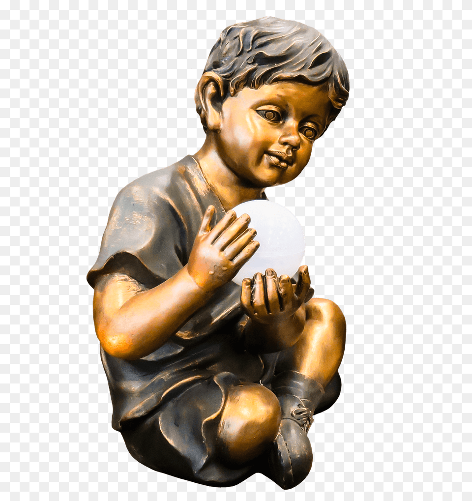 Child Figurine Lamp, Bronze, Sphere, Boy, Person Png Image