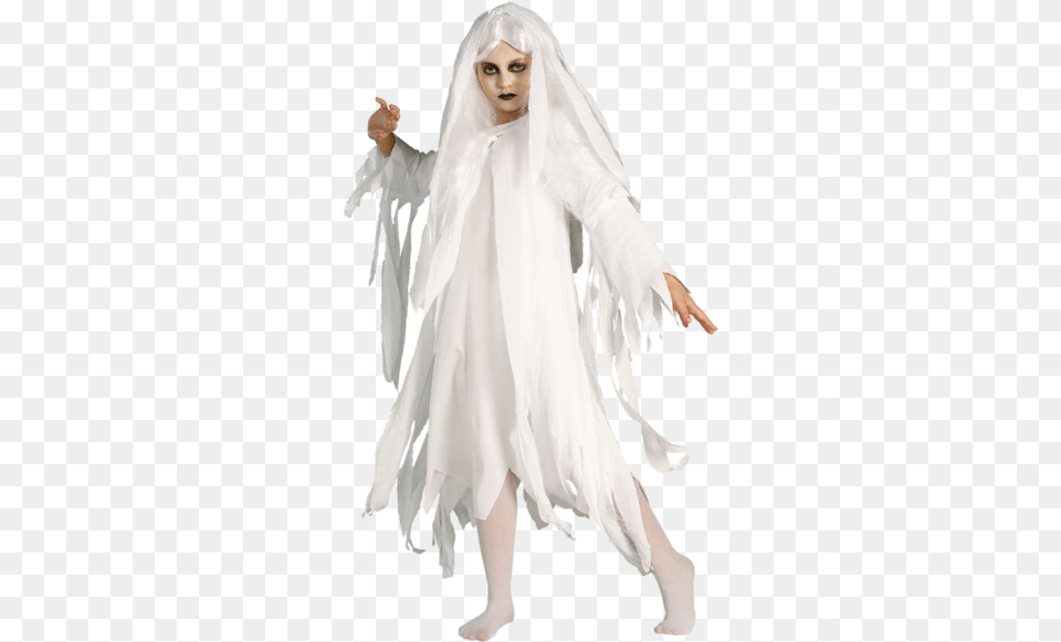 Child Ghost Girl Costume Halloween Girl Ghost Costumes, Clothing, Person, Bridal Veil, Wedding Free Png Download