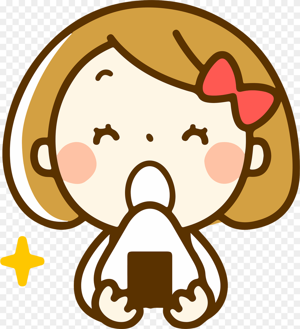 Child Girl Eating Rice Ball Clipart Png