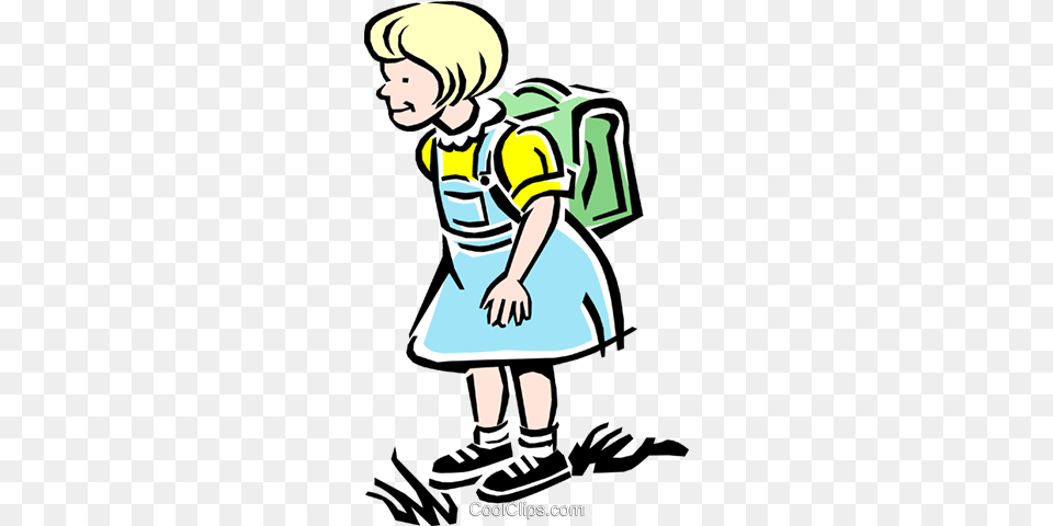 Child Going To School Royalty Vector Clip Art Illustration, Book, Publication, Comics, Baby Free Png