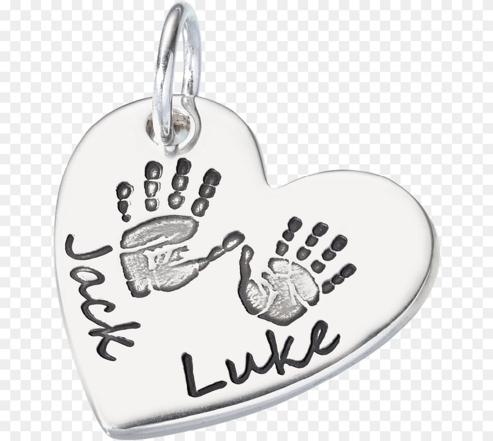 Child Handprint With Heart, Accessories, Silver, Earring, Jewelry Free Png Download
